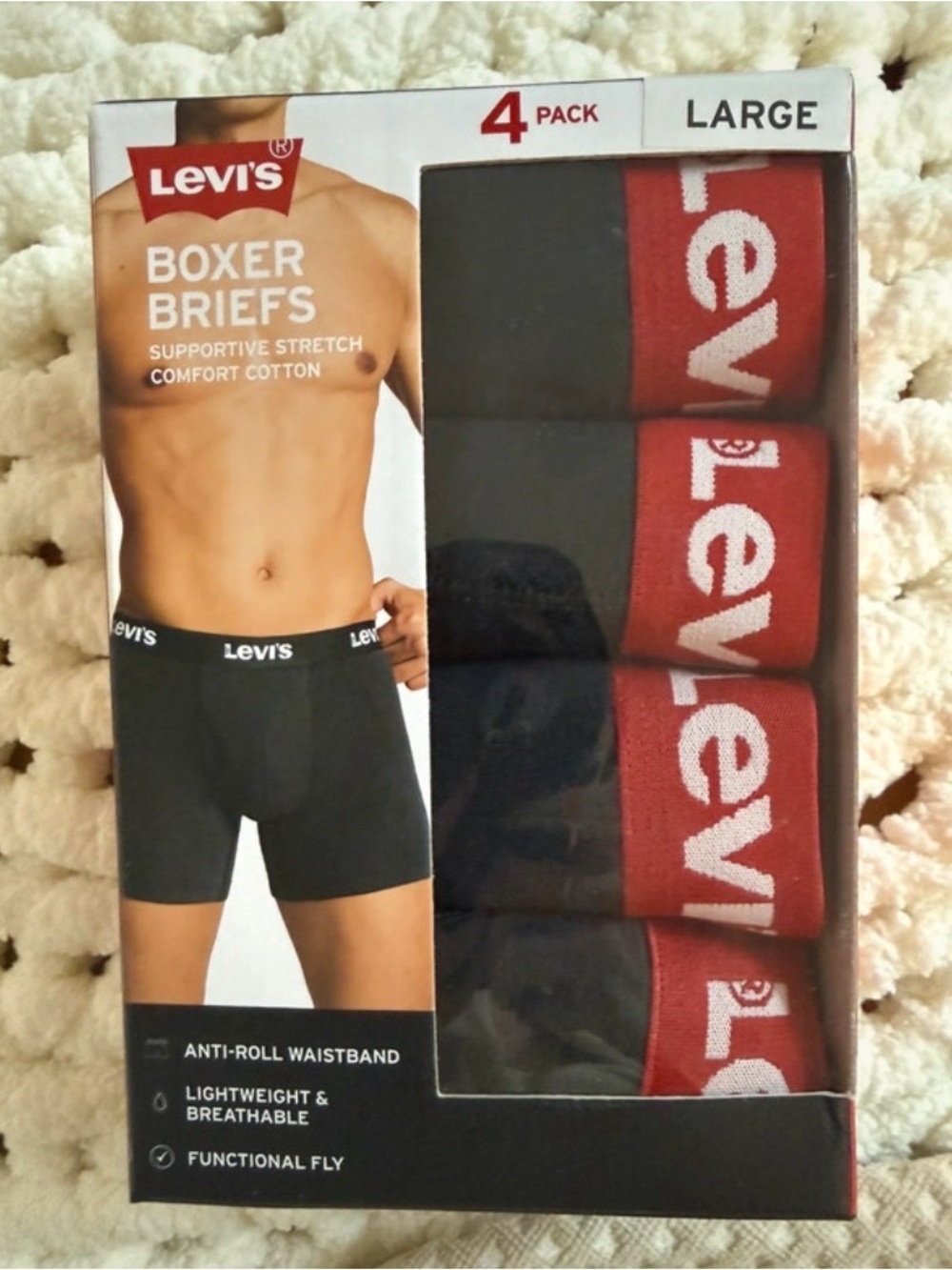 Levi's Black Boxer Briefs with Red Waistband - 4 Pack